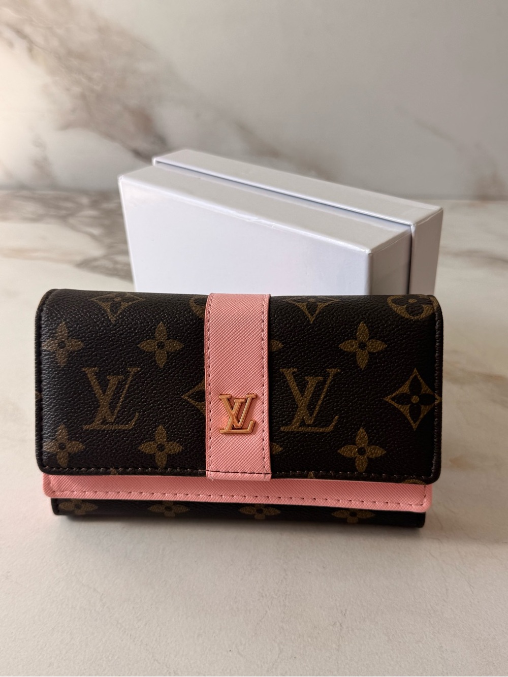 Louis Vuitton Pink Trim Monogram Compact Wallet